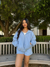 Load image into Gallery viewer, Simple Things Zip Up Oversized Hoodie (Icy Blue)
