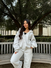 Load image into Gallery viewer, Simple Things Zip Up Oversized Hoodie (Heather White)
