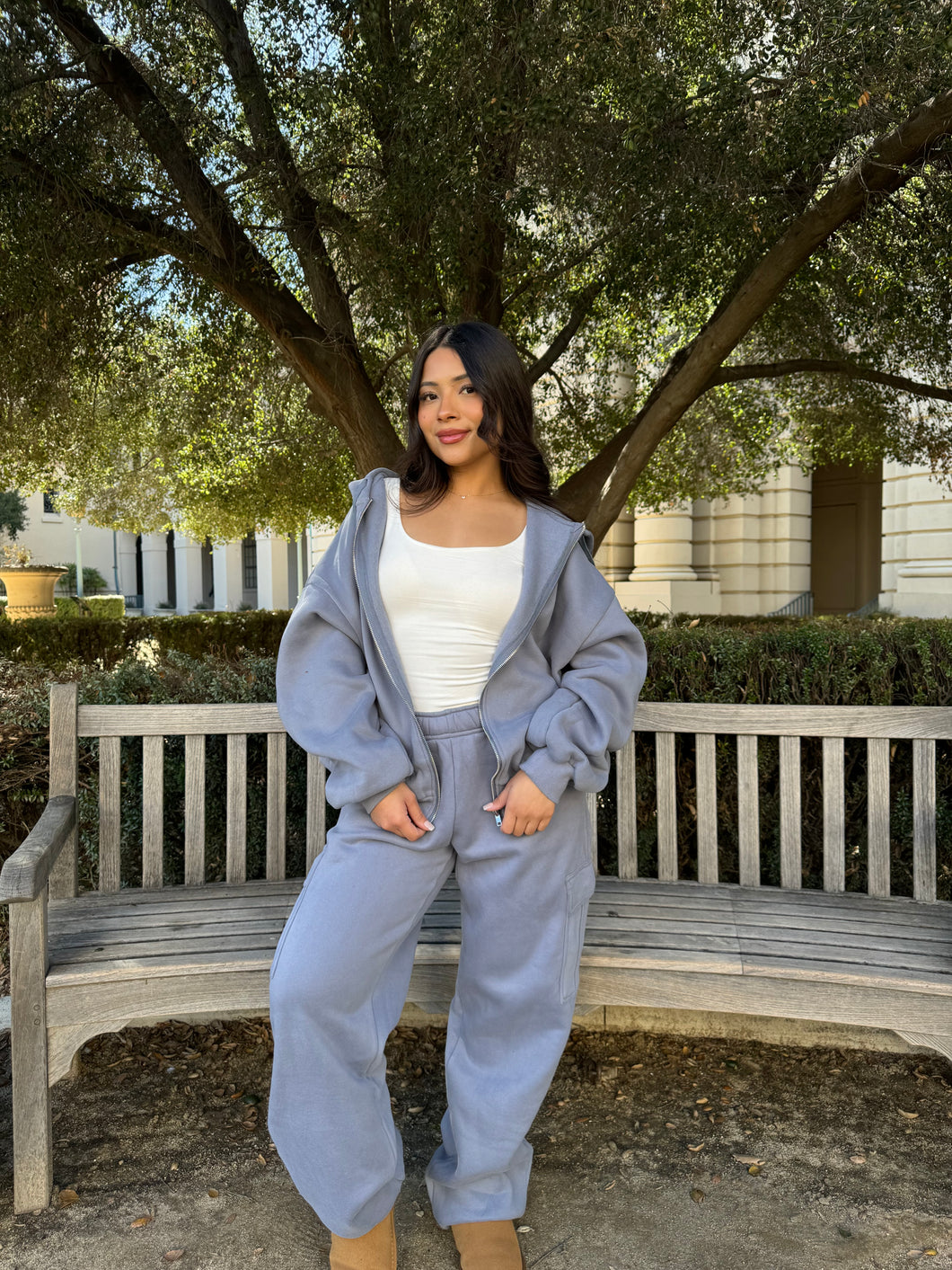 Simple Things Zip Up Oversized Hoodie (French Blue)