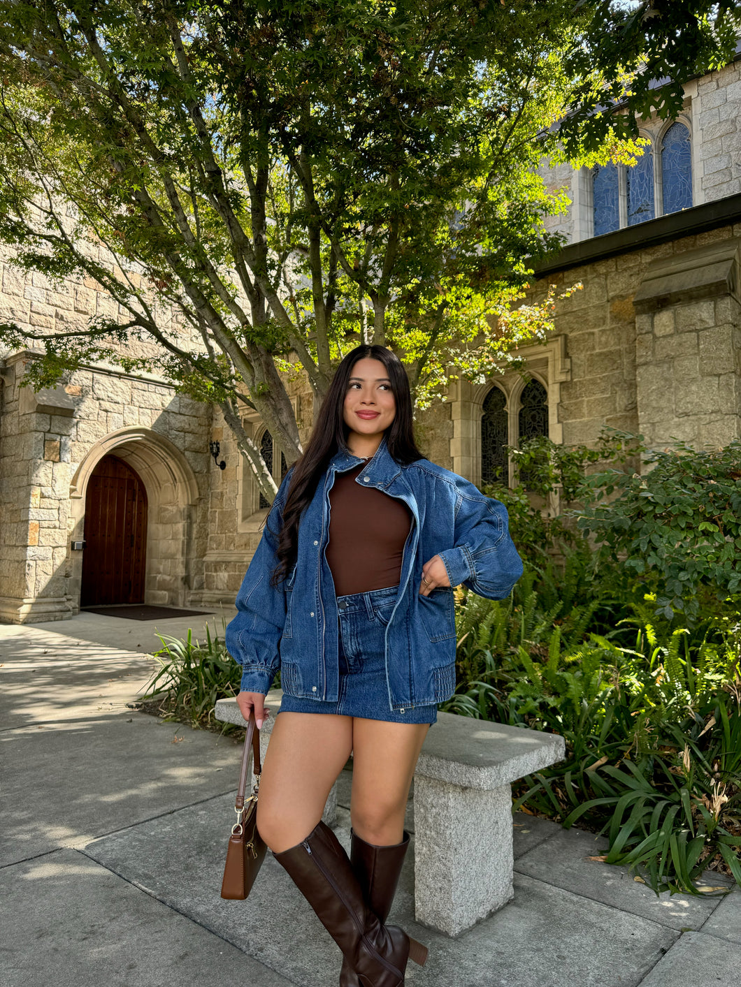 Jade Denim Bomber Jacket