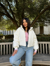 Load image into Gallery viewer, Pink Clouds Puffer Jacket (Ivory)
