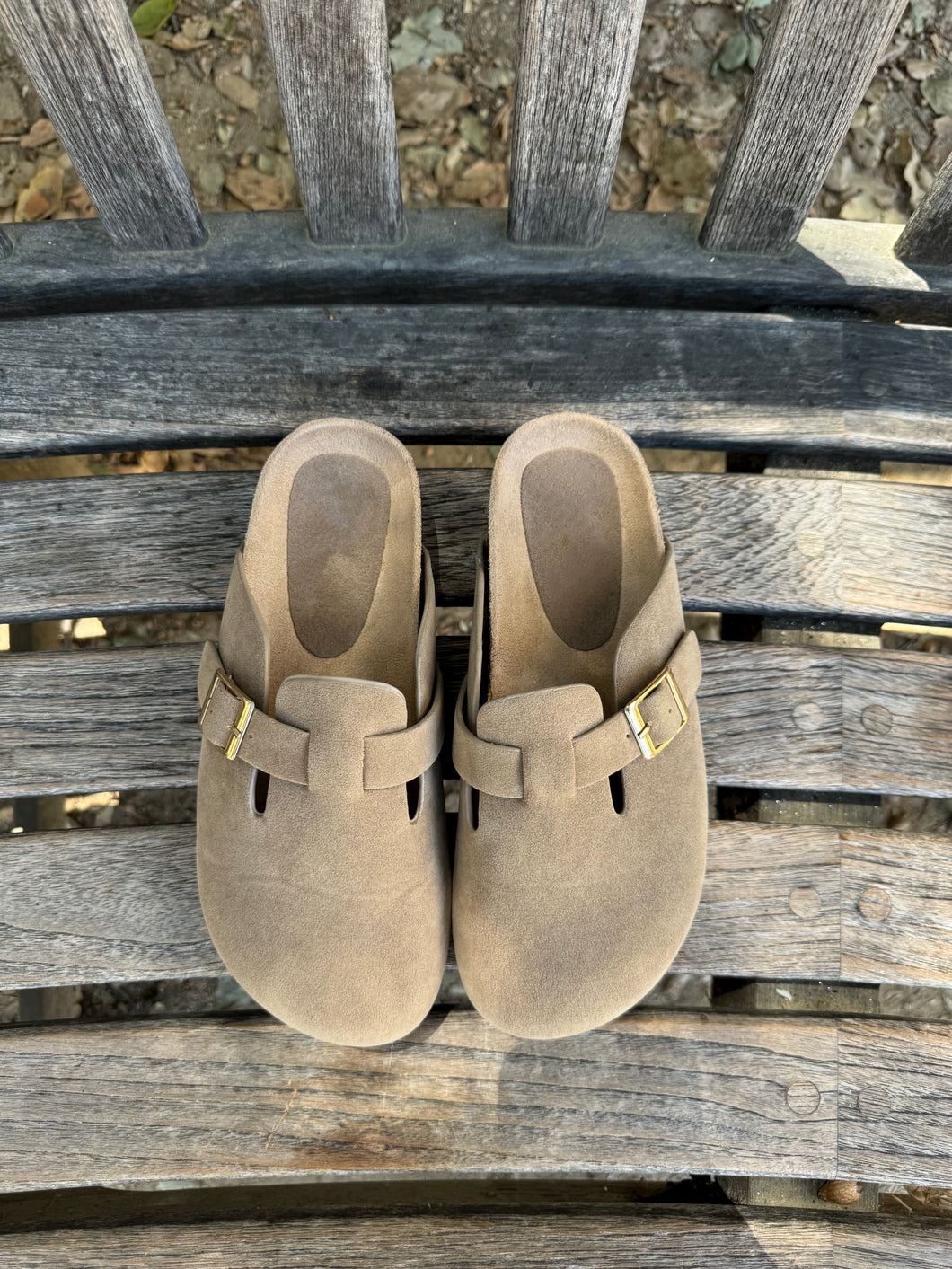 Boston Suede Clogs (Light Taupe)