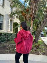 Load image into Gallery viewer, Simple Things Zip Up Oversized Hoodie (Cranberry)
