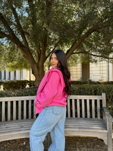 Load image into Gallery viewer, Simple Things Zip Up Oversized Hoodie (Fuchsia)
