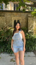 Load image into Gallery viewer, Denim Dreams Cargo Short Overalls (Light Denim)
