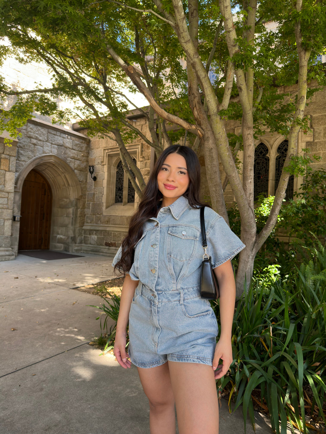 Rhode Denim Short Sleeve Romper